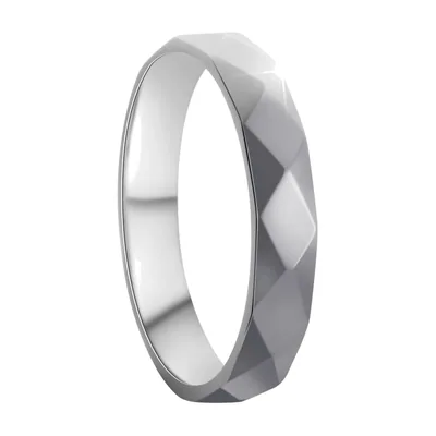 Anillo de Banda Geométrico Facetado, Acero Inoxidable