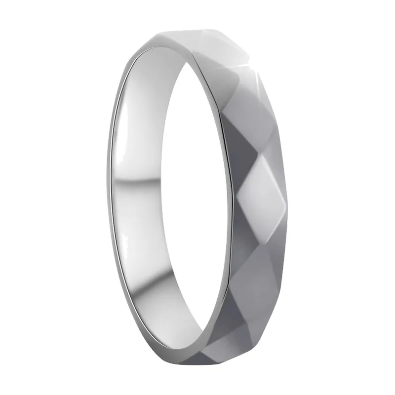 Bague à Facettes Géométriques, Acier Inoxydable