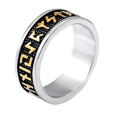 Anillo de Runas de Odín Estilo Vikingo, Acero Inoxidable