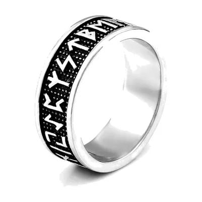 Anillo de Runas de Odín Vikingo, Acero Inoxidable 316L