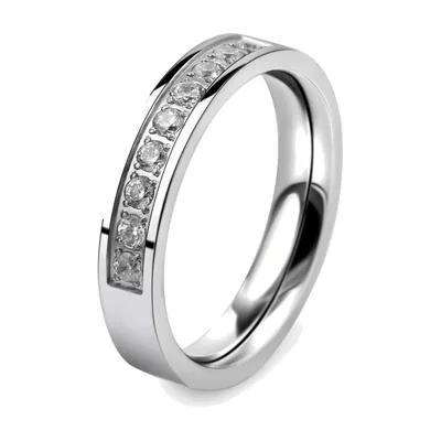 Anillo Eternity con Circonitas Transparentes, Acero Inoxidable