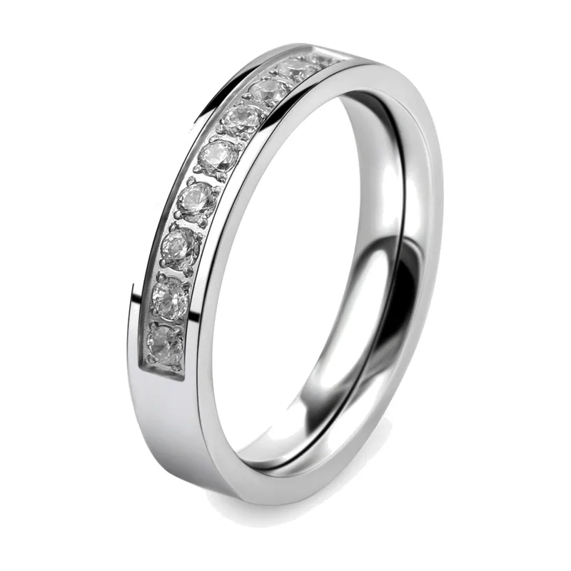 Anillo Eternity con Circonitas Transparentes, Acero Inoxidable