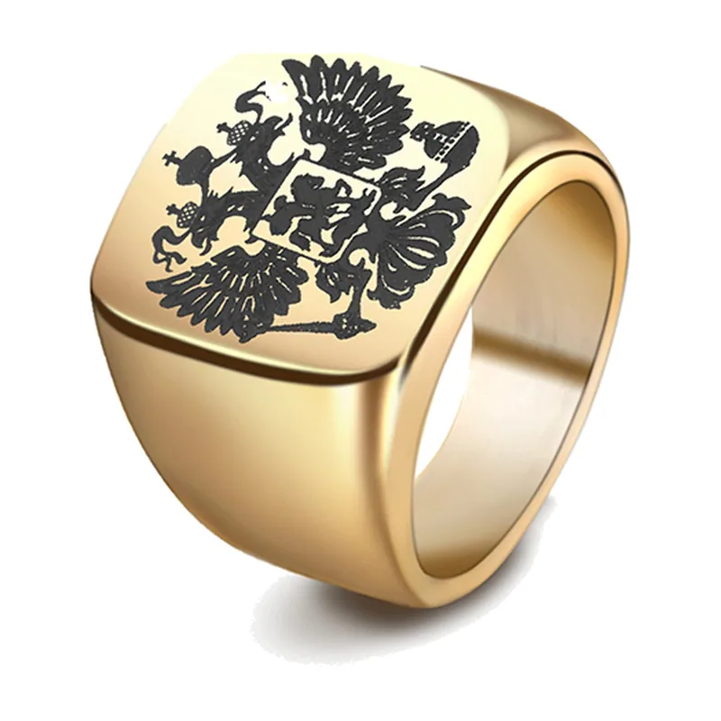 Double Eagle Signet Ring, Stainless Steel