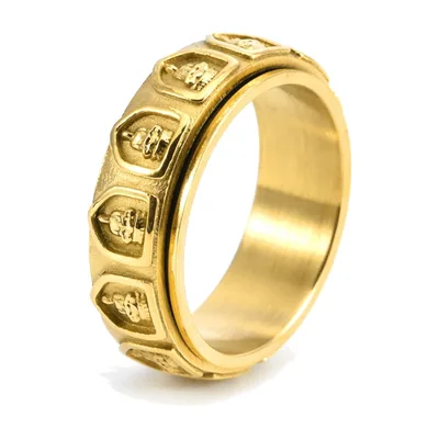 Anello Spinner Arhat Buddistao, Acciaio Inossidabile Dorato