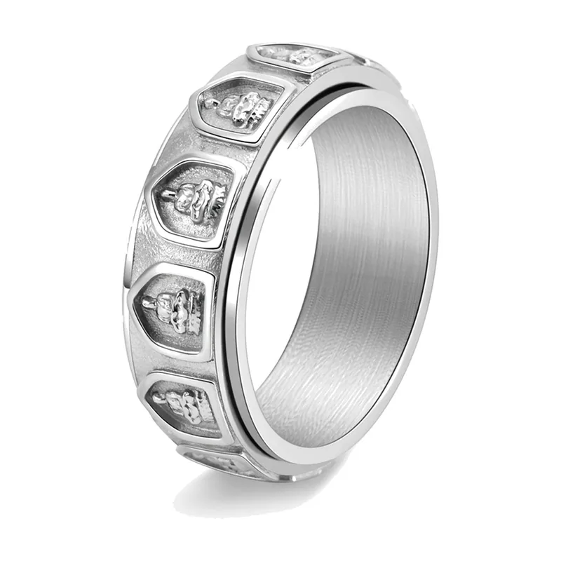Bague Spinner Arhat Bouddhiste en Acier Inoxydable