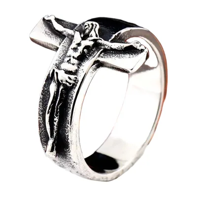 Anello Crocifisso Religioso in Acciaio Inossidabile 316L