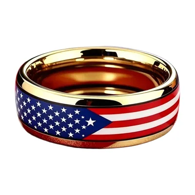 Anillo con bandera estadounidense, acero inoxidable 316L
