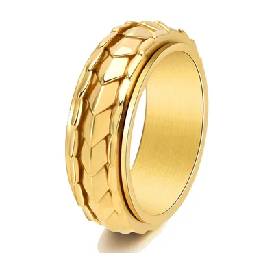 Anello Spinner Squame di Drago, Acciaio Inossidabile Dorato