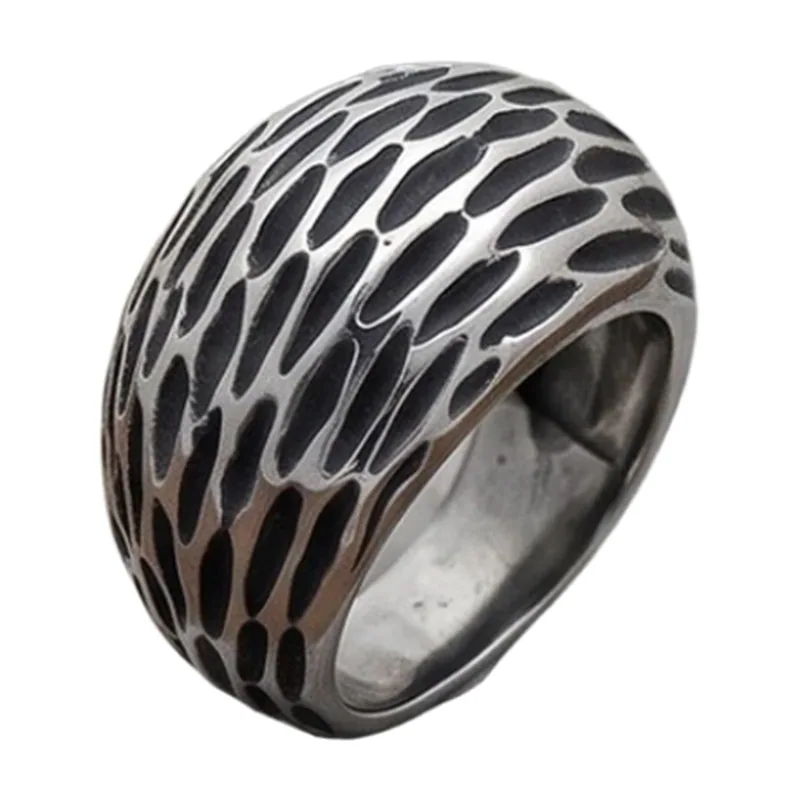 Anillo Texturizado con Patrón Grabado, Acero Inoxidable