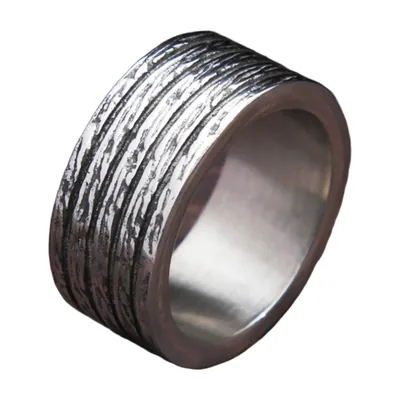 Bague à Rainures Texturée, Acier Inoxydable 316L