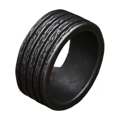 Bague à Rayures au Style Industriel, Acier Inoxydable