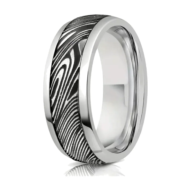 Herrenring mit Zebra-Streifen-Muster, Edelstahl