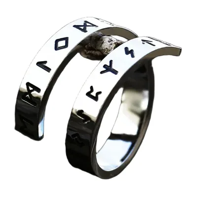 Anillo de Runas Vikingas, Mitología Nórdica, Acero Inoxidable