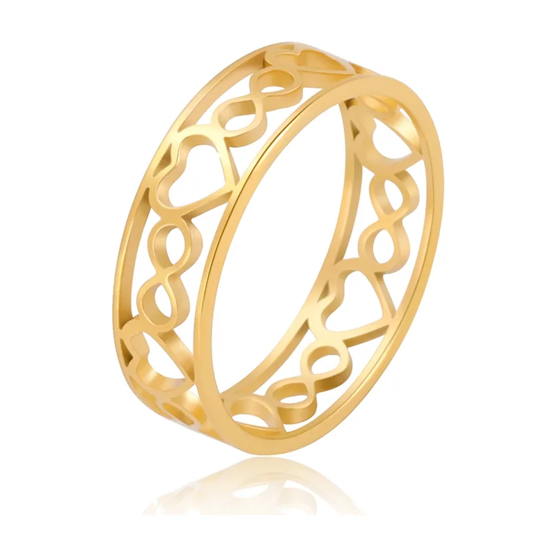 Infinity and Heart Cut-Out Band Ring, Stainless Steel