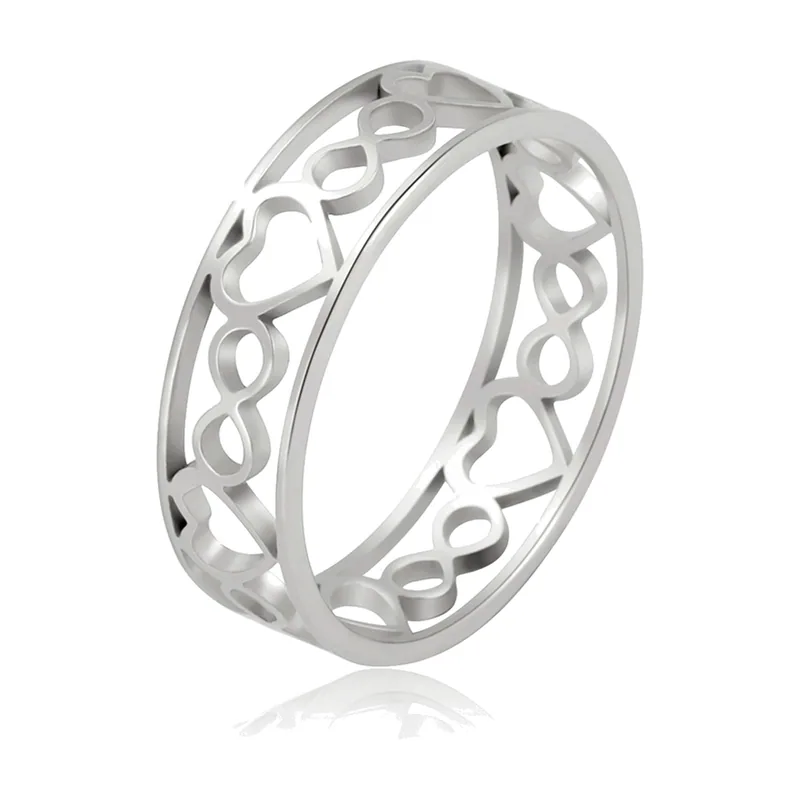 Herren Ring mit Unendlichkeits- und Herzmuster, Edelstahl