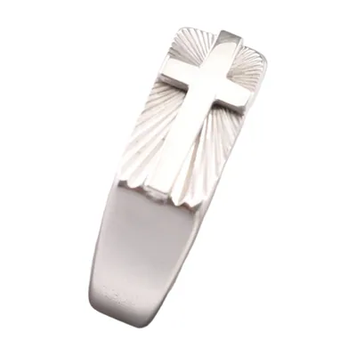 Anillo Sello con Cruz y Rayos Solares, Acero Inoxidable 316L