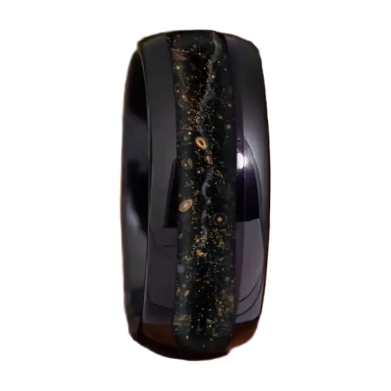 Bague avec incrustation en nacre d'ormeau rouge, Acier Inoxydable