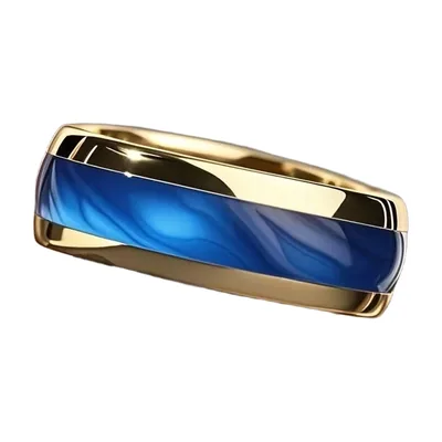 Anillo dorado con incrustación de abulón rojo, Acero Inoxidable