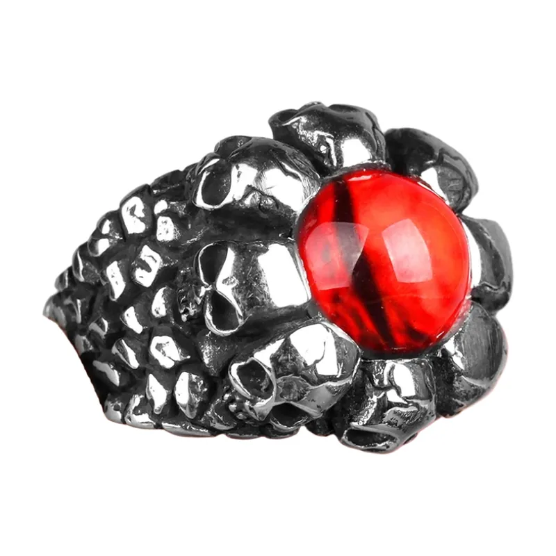 Evil Eye Ring with Red Stone, 316L Stainless Steel
