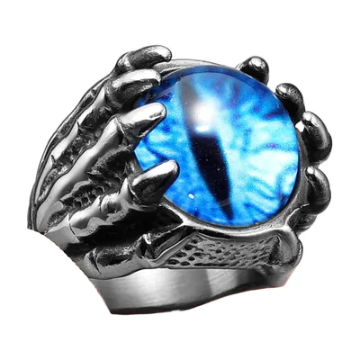 Bague Œil du Diable avec motif griffe, acier inoxydable 316L
