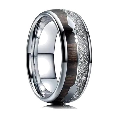 Anillo Banda de 8mm con Incrustación de Nácar de Abalone, Acero Inoxidable
