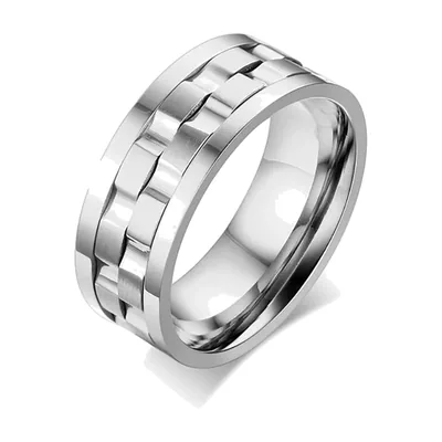 Anillo Giratorio con Mes y Letras, Acero Inoxidable
