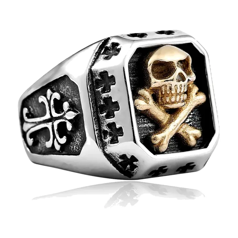 Skull and Crossbones Signet Ring, Stainless Steel