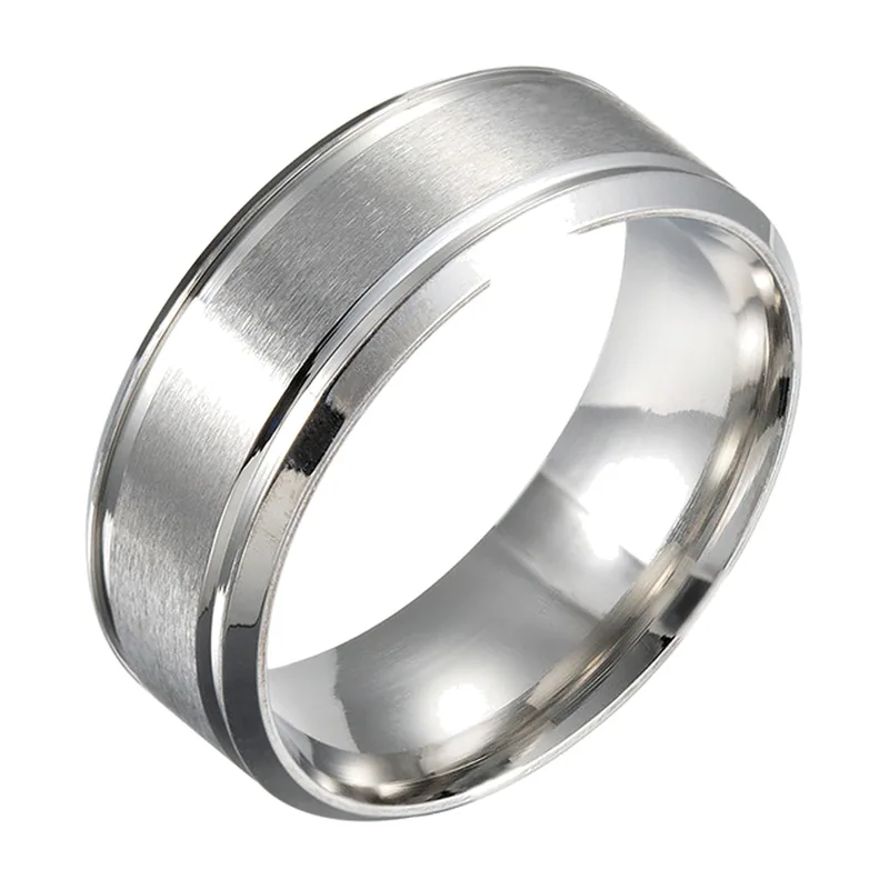 Double Bevelled Band Ring, Matte Finish, Stainless Steel