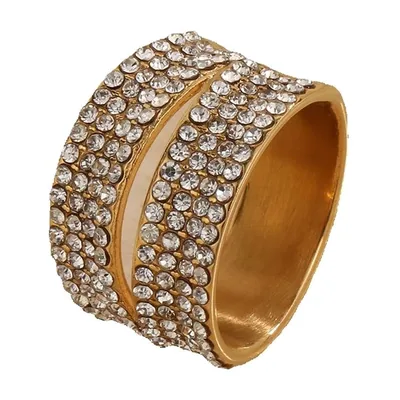 Anillo de Banda Ancha con Circonia Clara, Acero Inoxidable