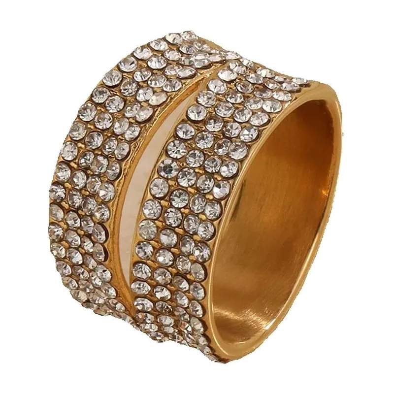 Bague Large avec Zirconia Clair, Acier Inoxydable