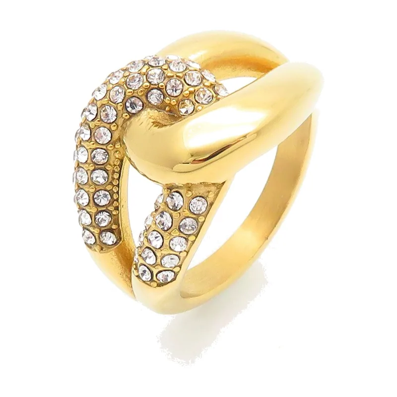 Anello Nodo Geometrico con Zircone, Acciaio Inossidabile