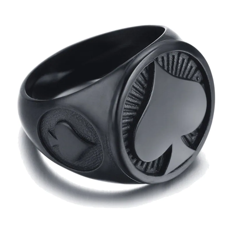 Spade Signet Ring in Black 316L Stainless Steel