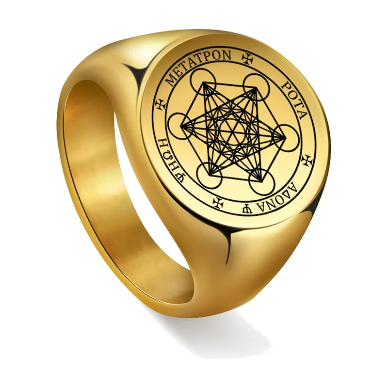 Anello Sigillo Sigillo dell'Arcangelo Metatron, Acciaio Inossidabile