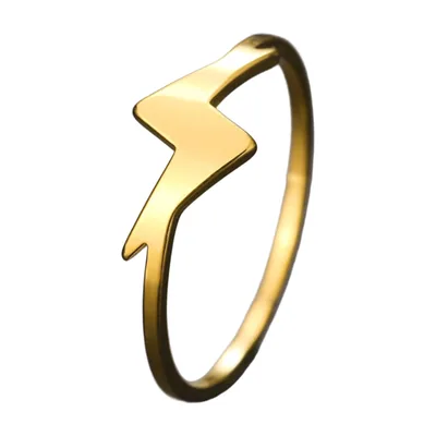 Bague Éclair pour Homme, Acier Inoxydable Couleur Or