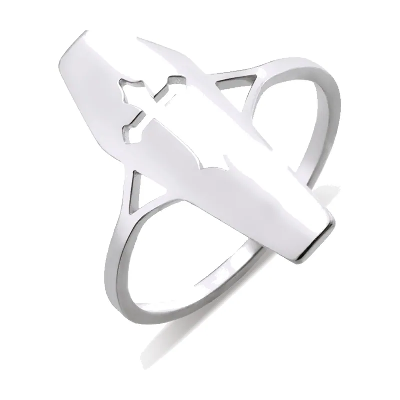 Chevalière Cercueil avec Croix, Acier Inoxydable