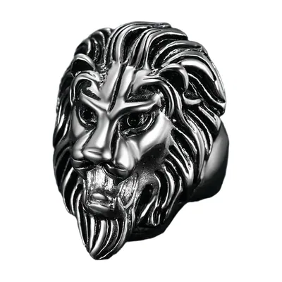 Bague Statement Tête de Lion, Acier Inoxydable 316L