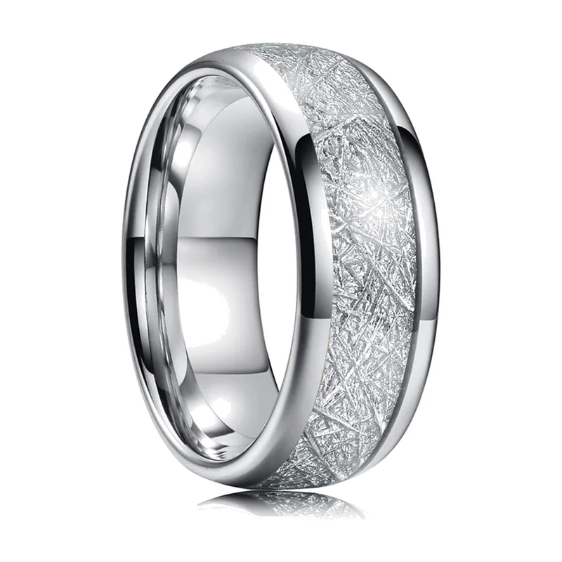 Anillo Negro con Incrustaciones de Ópalo Rojo y Abalone, Acero Inoxidable