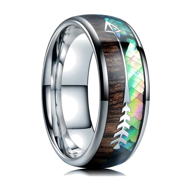 Banderring mit Abalone-Stein und Pfeil-Motiv, Edelstahl