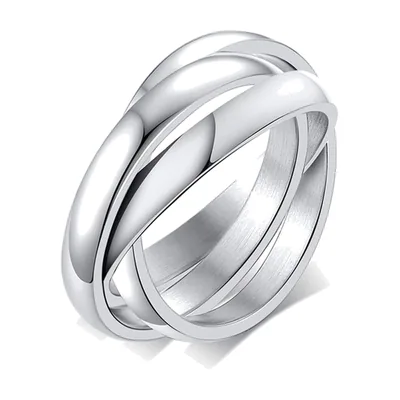 Bague Entrelacée pour Homme, Acier Inoxydable Poli