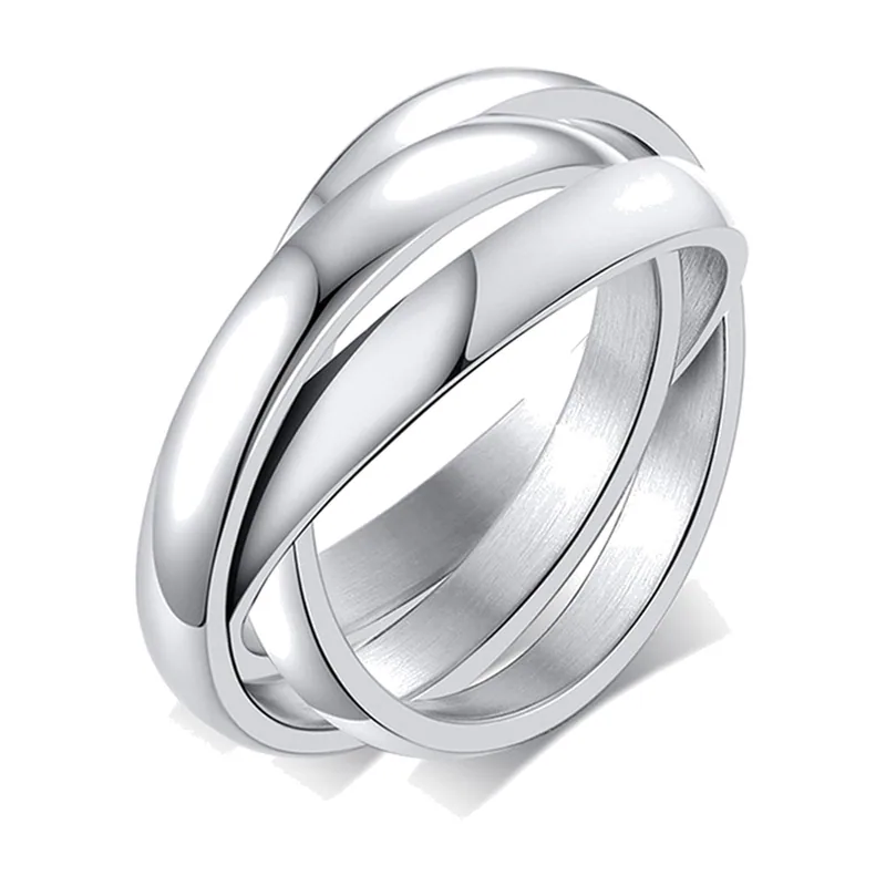 Bague Entrelacée pour Homme, Acier Inoxydable Poli