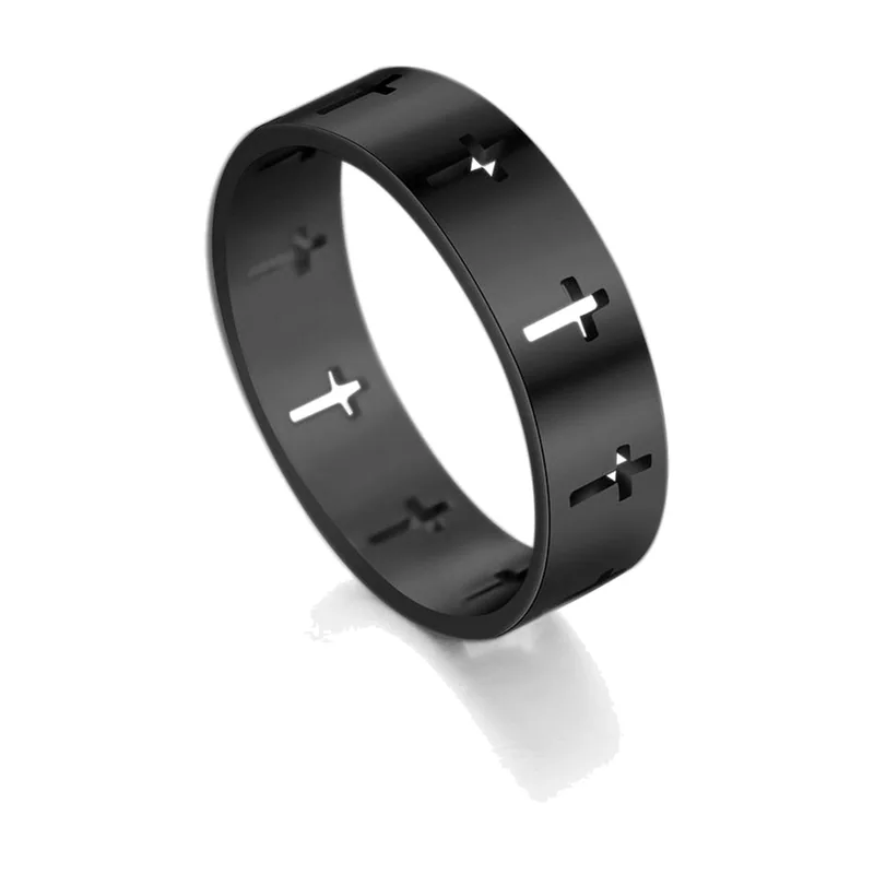 Bague à Croix Ajourée, Acier Inoxydable 316L