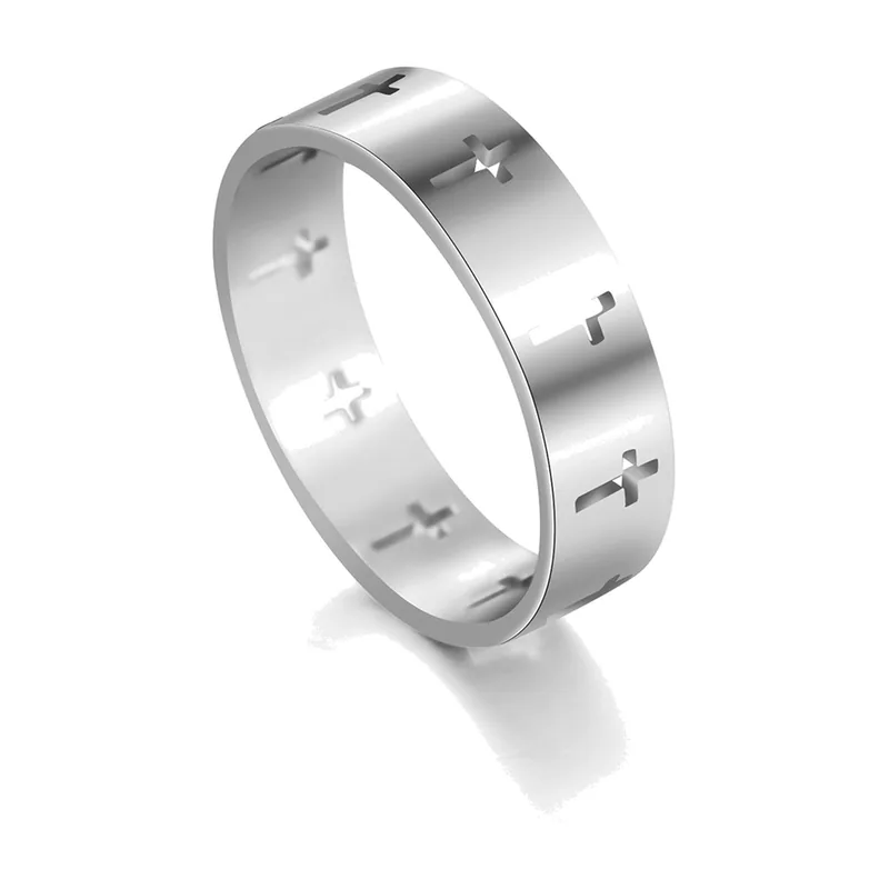 Bague à Croix Ajourée, Acier Inoxydable 316L