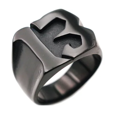 Anillo Sello Número 13, Acero Inoxidable Negro