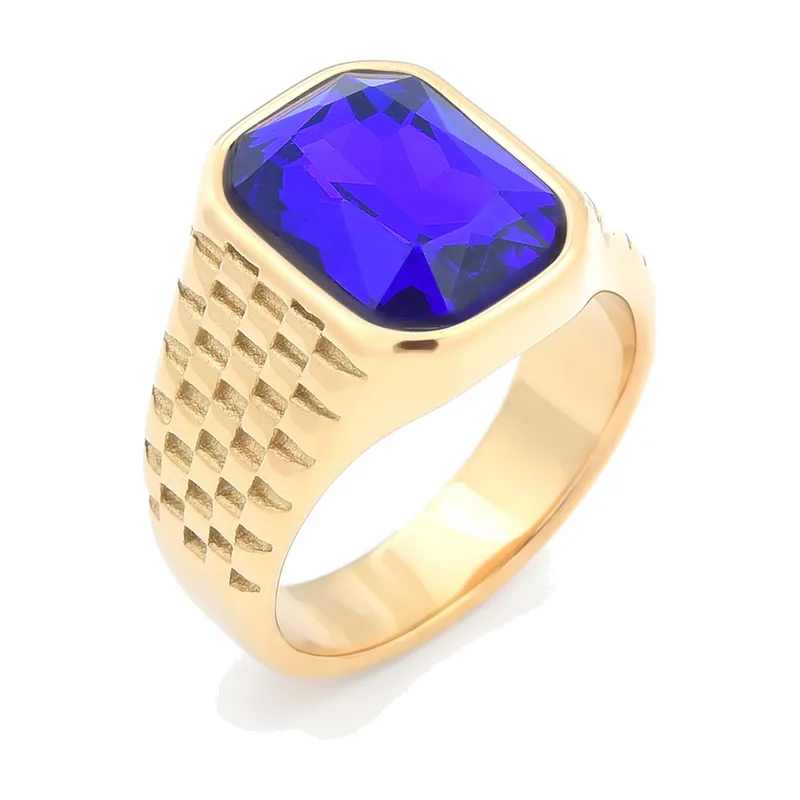 Herren Siegelring mit blauem Stein, Edelstahl