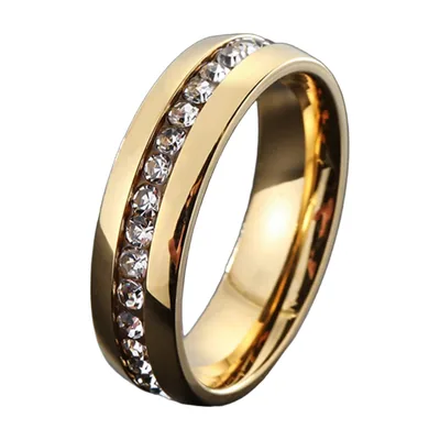 Anillo de Banda con Zirconia Cúbica, Acero Inoxidable 316L