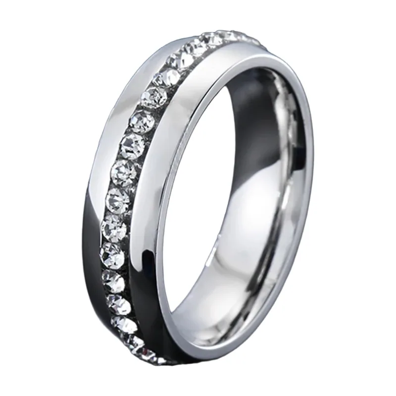 Bague Alliance avec Zirconia Clair, Acier Inoxydable