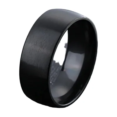 Anillo de Banda Plana en Negro Mate, Acero Inoxidable 316L