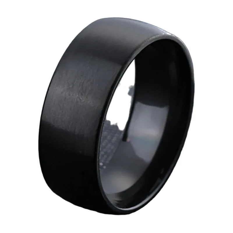 Flat Band Ring in Matte Black, 316L Stainless Steel