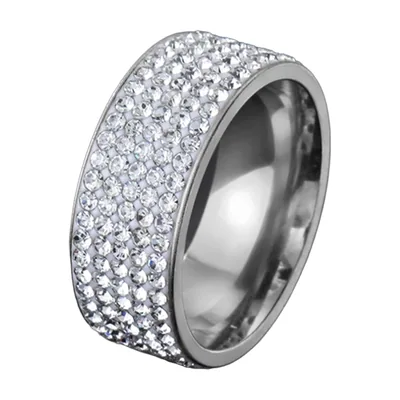 Anillo Eternity con Circonitas Transparentes, Acero Inoxidable