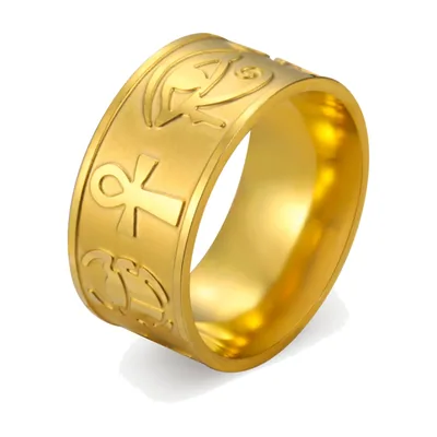 Bague Égyptienne Ankh et Œil d'Horus, Acier Inoxydable